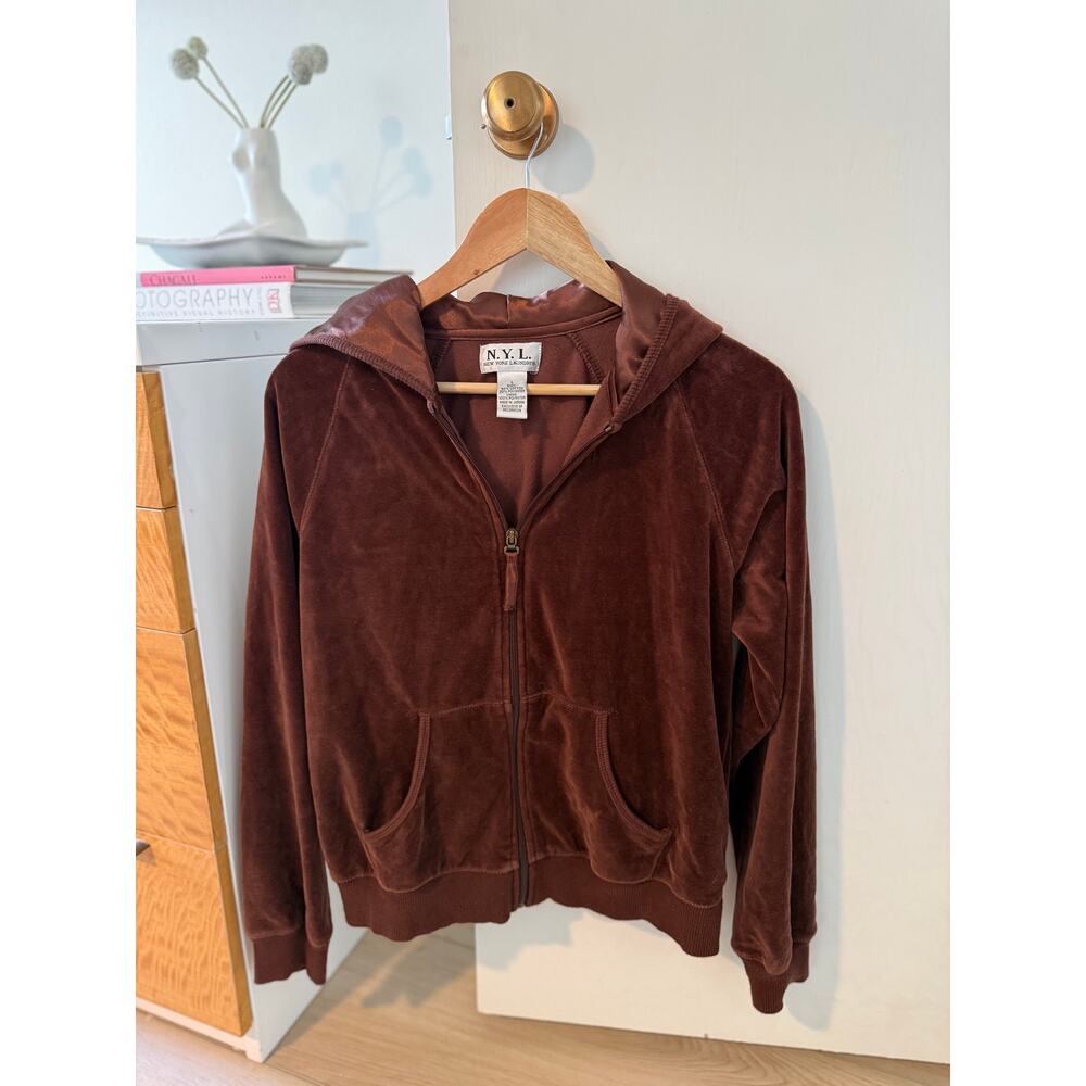 NYL‎ New York Laundry Brown Velour Zip Hoodie 🤎